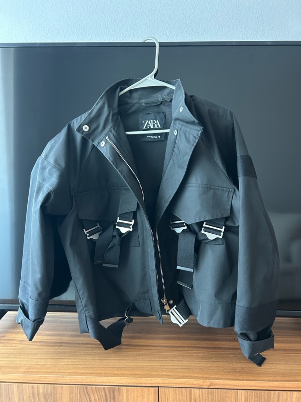 ZARA Black Minimal Logo Jacket